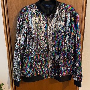 XL like new Vibrant Sequin Bomber Jacket